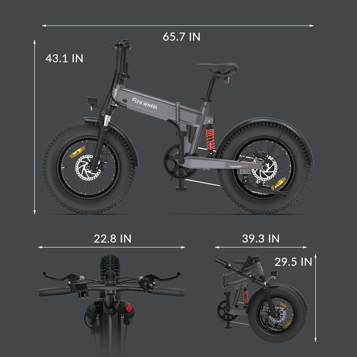 5TH WHEEL Thunder 1FT (EB06) 20" Fat Tire Electric Folding Bike 800W Motor 48V 10Ah Battery