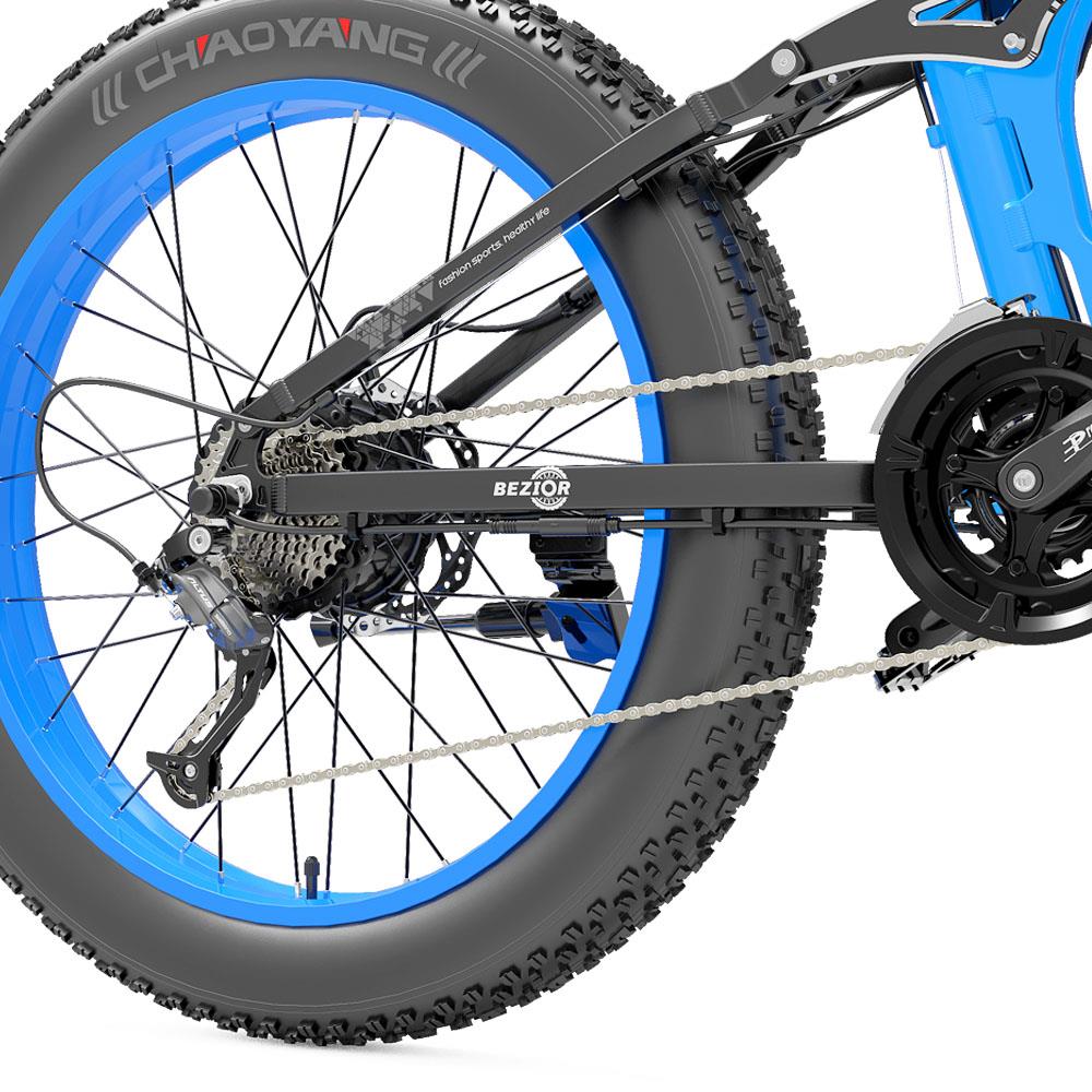 BEZIOR X-PLUS 26*4.0" Fat Tire Electric Folding Bike 1500W Motor 48V 17.5Ah Battery