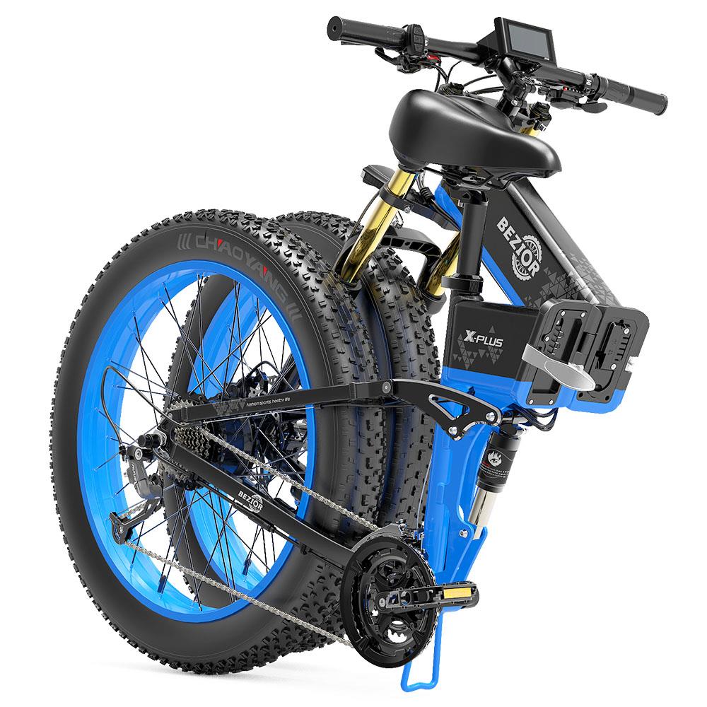 BEZIOR X-PLUS 26*4.0" Fat Tire Electric Folding Bike 1500W Motor 48V 17.5Ah Battery