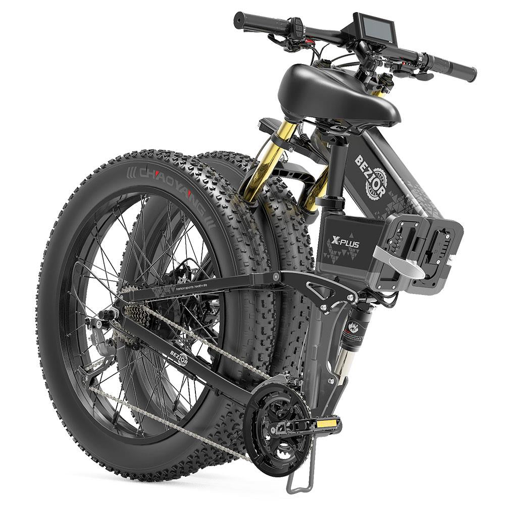 BEZIOR X-PLUS 26*4.0" Fat Tire Electric Folding Bike 1500W Motor 48V 17.5Ah Battery