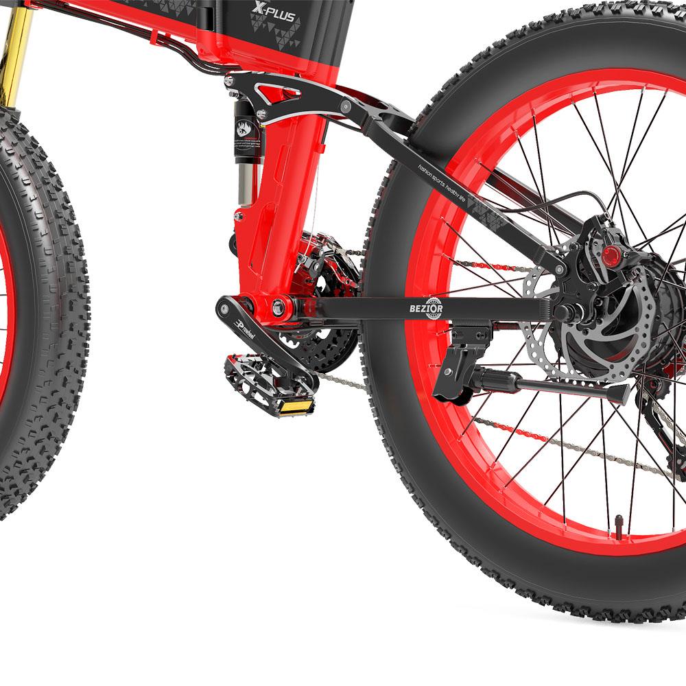 BEZIOR X-PLUS 26*4.0" Fat Tire Electric Folding Bike 1500W Motor 48V 17.5Ah Battery