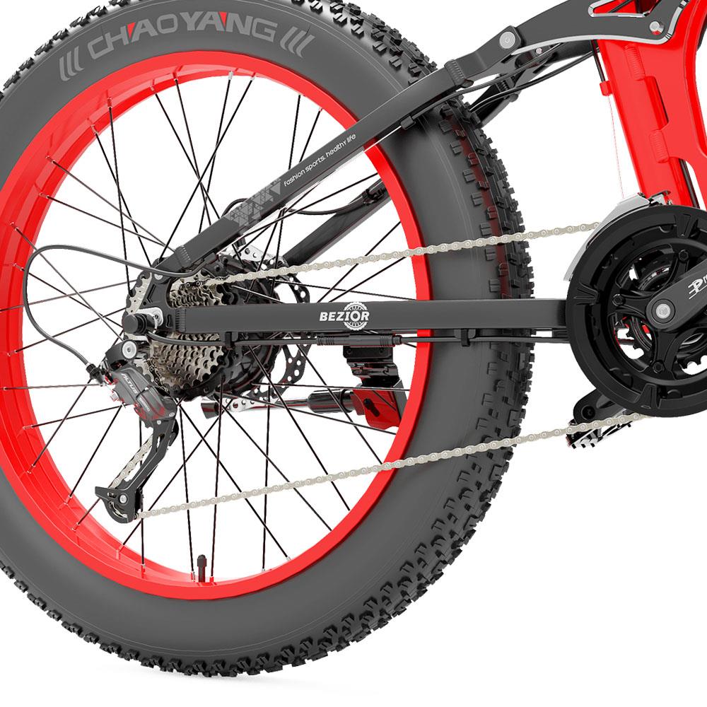 BEZIOR X-PLUS 26*4.0" Fat Tire Electric Folding Bike 1500W Motor 48V 17.5Ah Battery