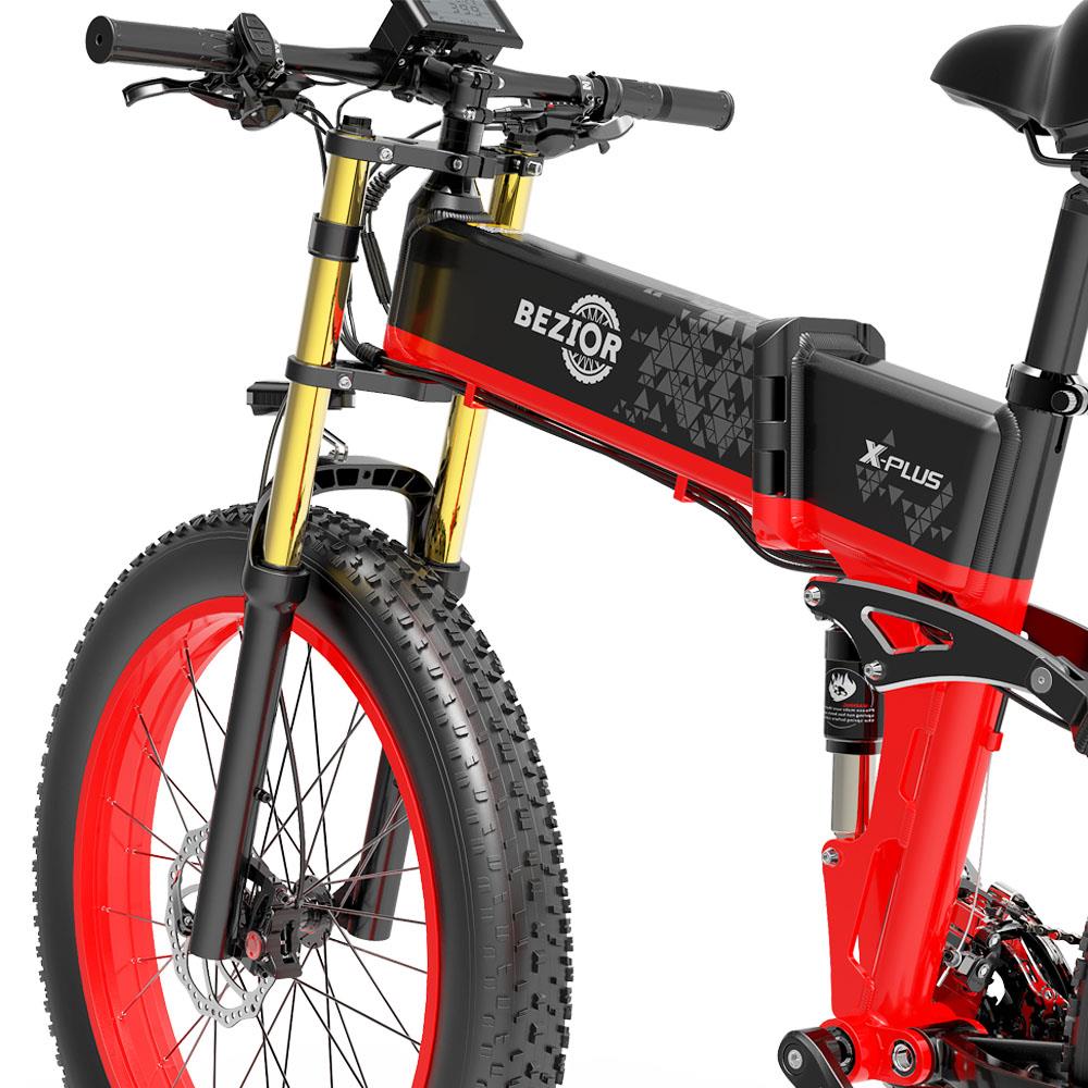 BEZIOR X-PLUS 26*4.0" Fat Tire Electric Folding Bike 1500W Motor 48V 17.5Ah Battery