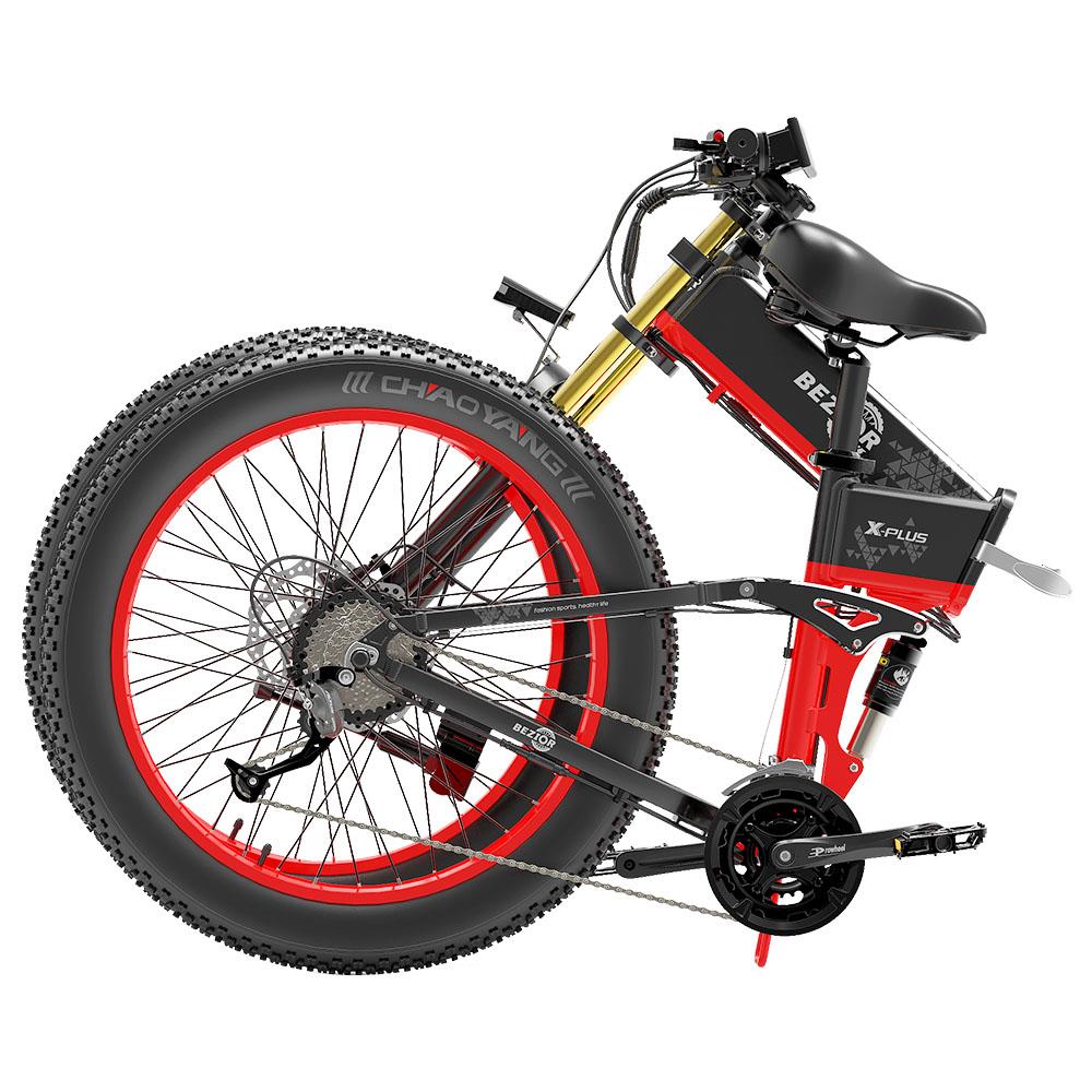 BEZIOR X-PLUS 26*4.0" Fat Tire Electric Folding Bike 1500W Motor 48V 17.5Ah Battery