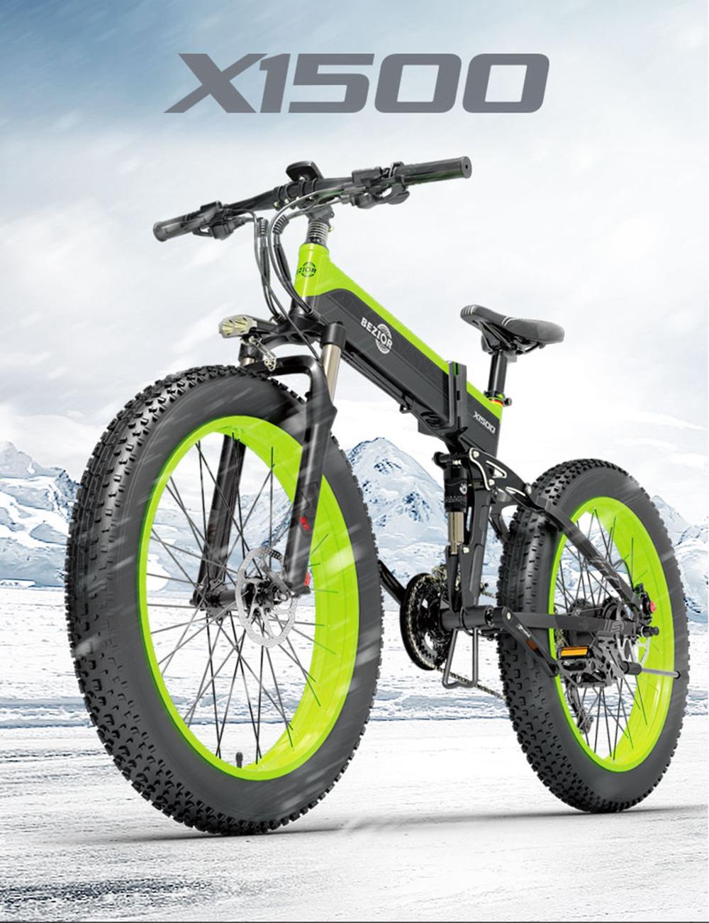 BEZIOR X1500 26x4" Electric Mountain Bike 1500W Motor 48V 12.8Ah Battery