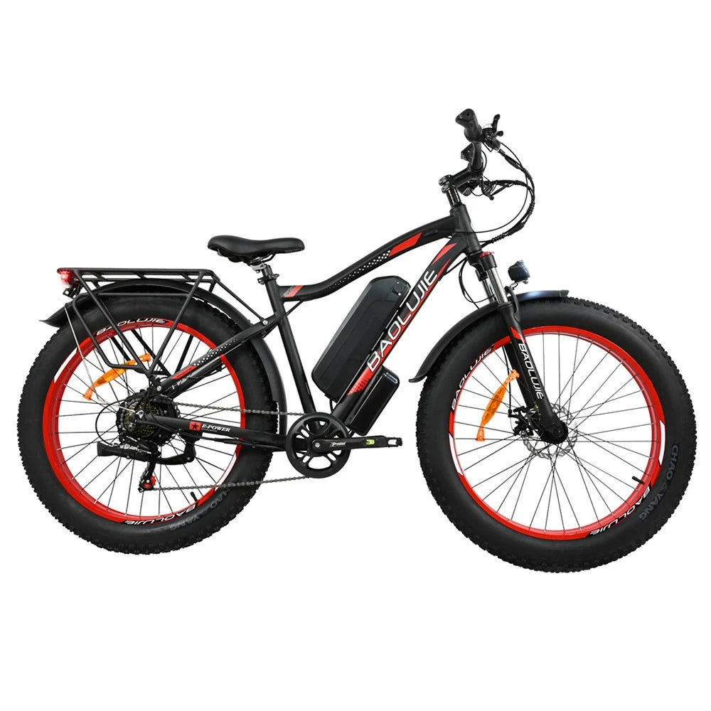 BAOLUJIE DP2619 26 inch mountain electric bike 750W motor 48V 13Ah battery black and red