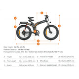 ENGWE X24 24" Fat Tire Folding Electric Bike MTB 1200W (Peak) Motor 48V 29.2Ah Dual Battery