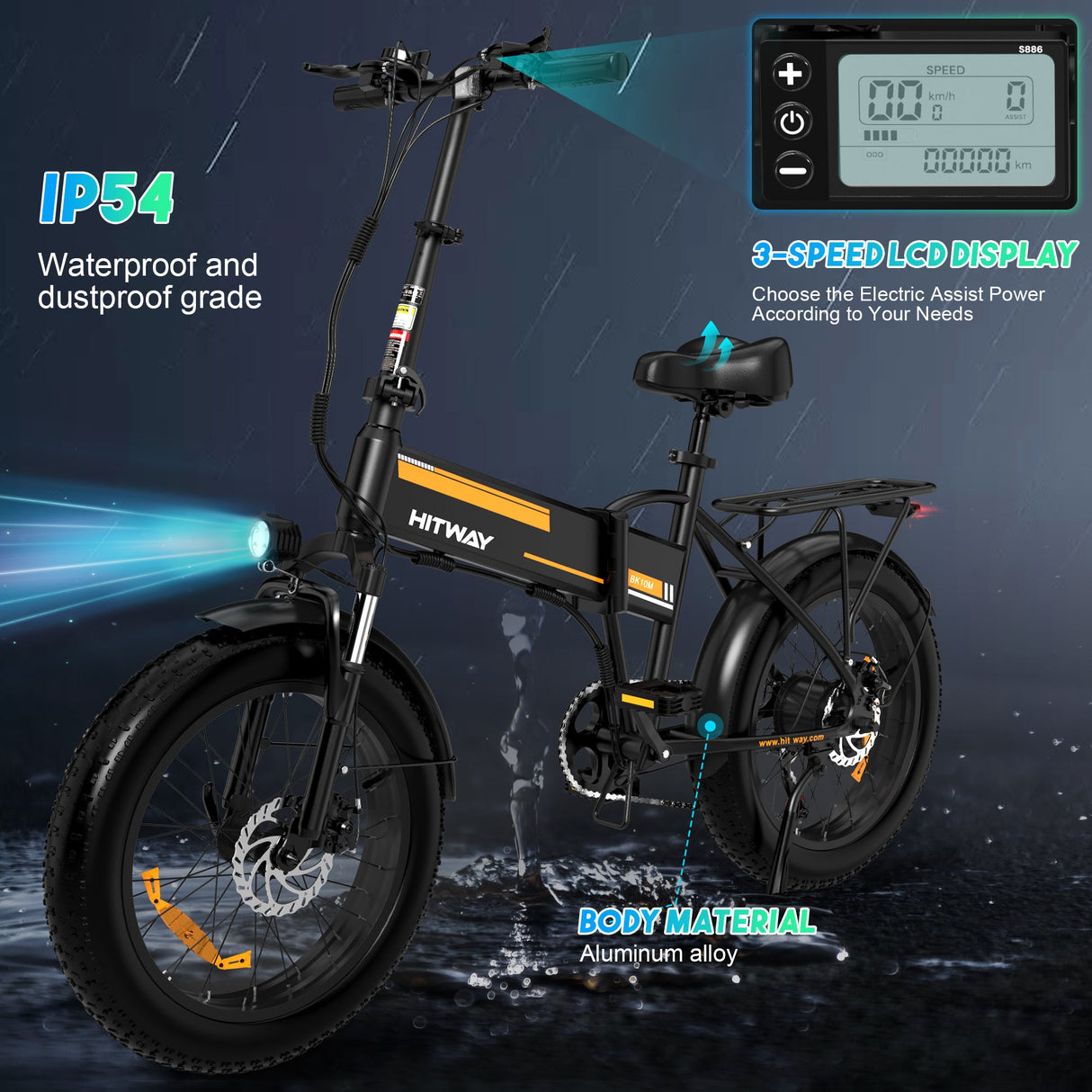 HITWAY BK10M 20" Folding Electric Bike 750W Motor 48V 12Ah Battery