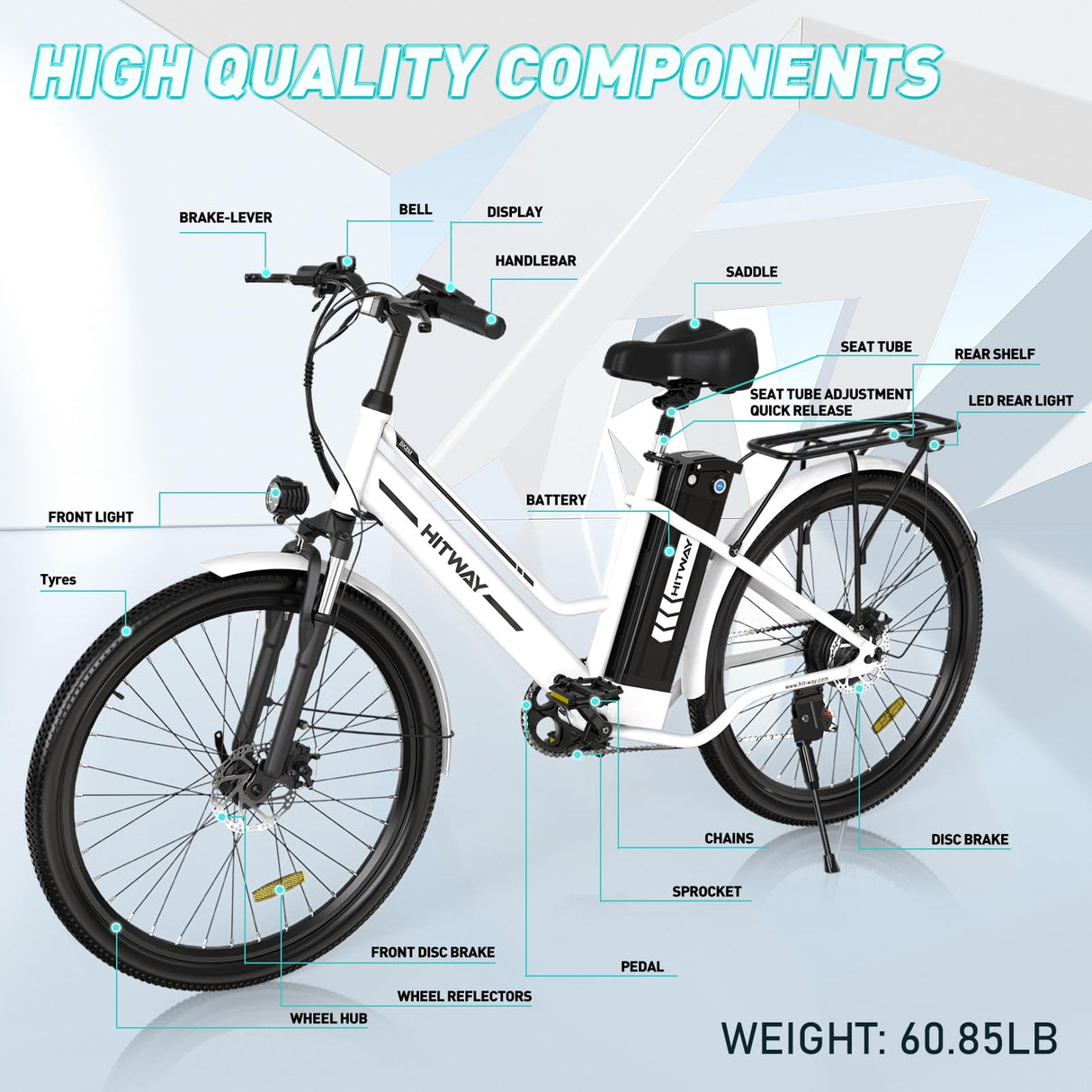 HITWAY BK8M 26" Electric Mountain Bike 500W Motor 36V 15Ah Battery