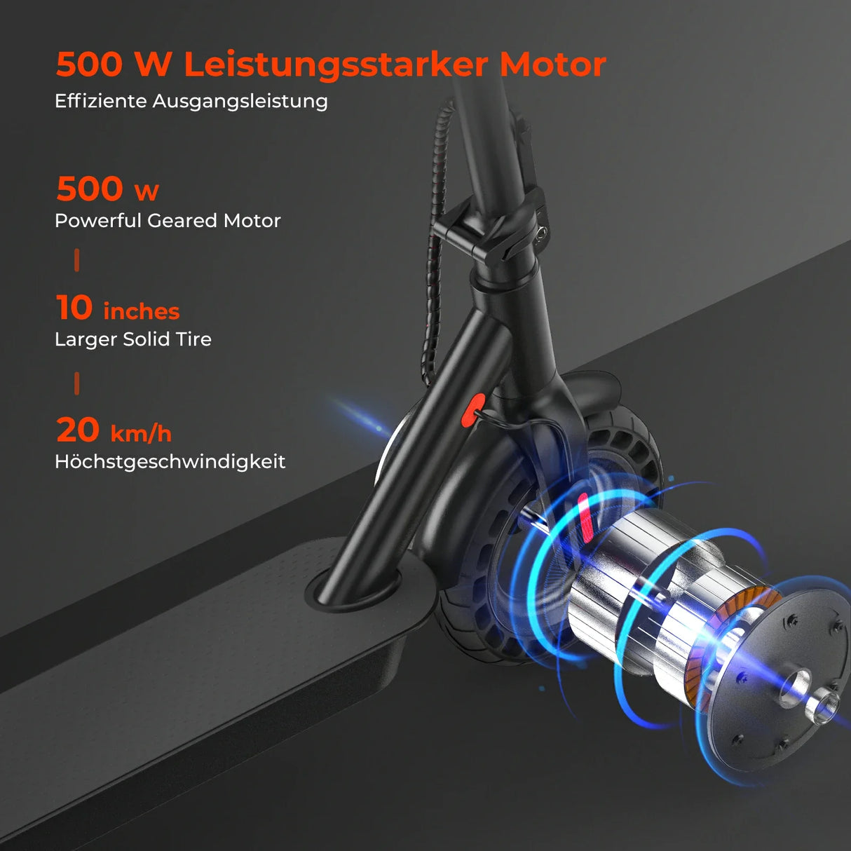 ISINWHEEL E9T Max 10-calowy skuter elektryczny dojazdowy, silnik 500 W, akumulator 42 V, 10 Ah (ABE)