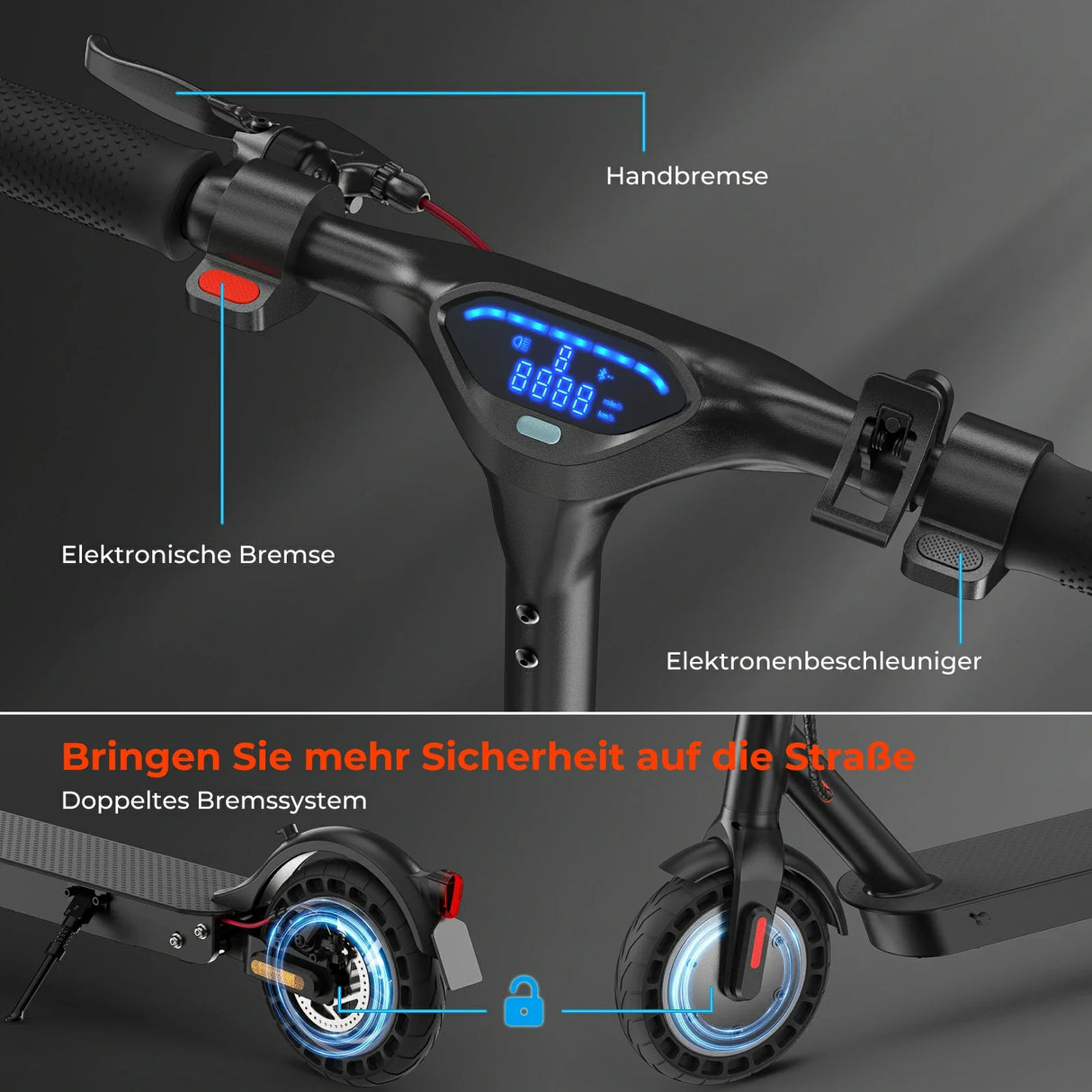 ISINWHEEL E9T Max 10" Scooter elettrico per pendolarismo Motore 500 W Batteria 42 V 10 Ah (ABE)