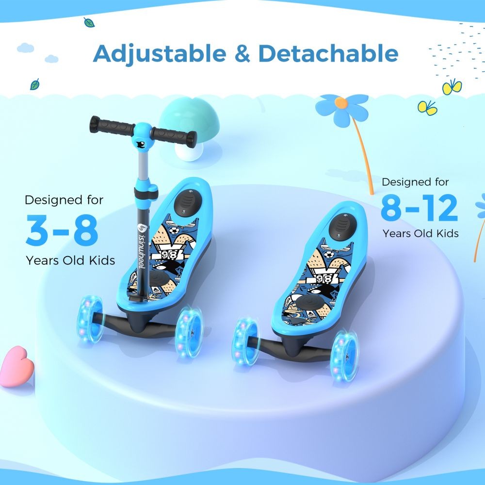 ISINWHEEL Mini Pro Kids 3 Wheel Electric Scooter 60W Motor 12.8-14.6V 5Ah Battery(2IN1 Design）