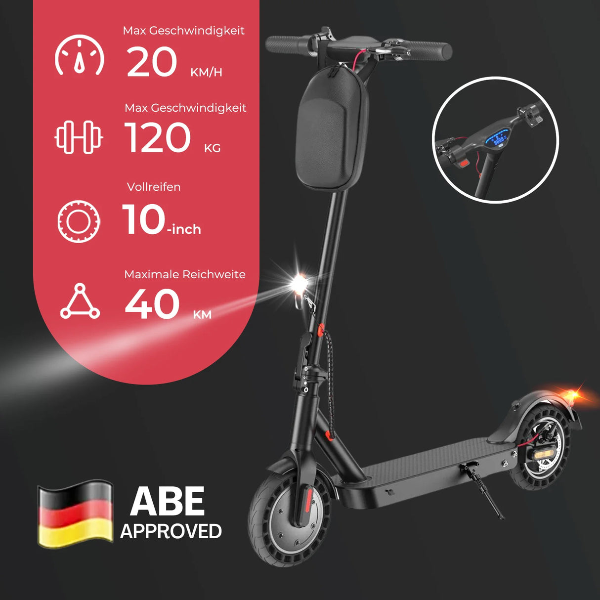 ISINWHEEL E9 8.5" Commuting Electric Scooter 350W Motor 36V 7.5Ah Battery (ABE)