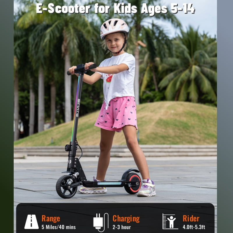 Simate S5 6.5" Kid's Foldable Colorful Body Lights Electric Scooter 130W Motor 24V 2.5Ah Battery (New)