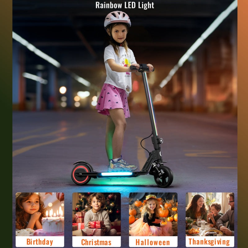 Simate S5 6.5" Kid's Foldable Colorful Body Lights Electric Scooter 130W Motor 24V 2.5Ah Battery