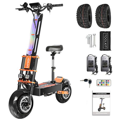 TOURSOR X8 13" Folding Electric Scooter with Seat 4000W*2 Dual Motors 60V 38.8Ah Battery