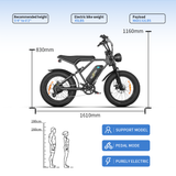 black OneSport ONES3 ebike body size and recommended height