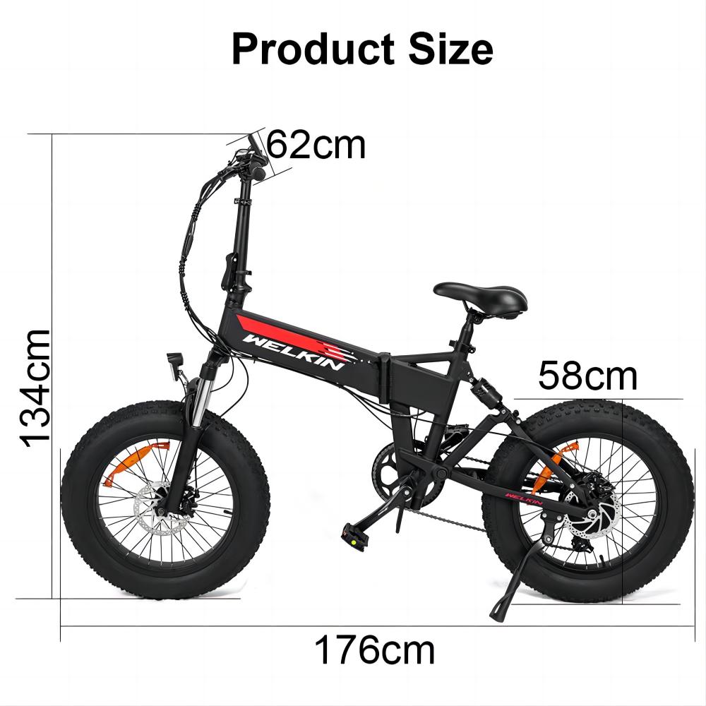 WELKIN WKES001 20" Folding Electric Bike 500W Motor 48V 10.4Ah Battery