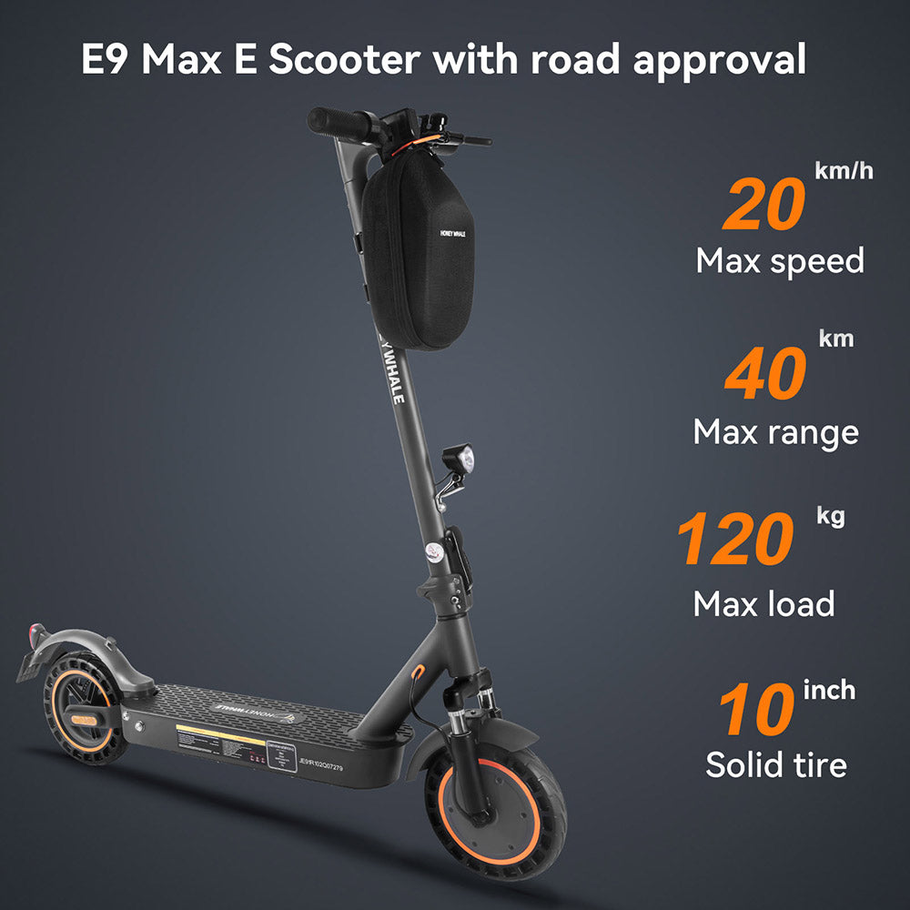 HONEY WHALE E9 Max 10" Foldable Electric Scooter 500W Motor 36V 10Ah Battery (ABE)