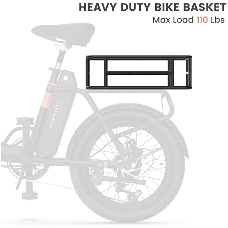 INVANTI TIDE2/ EB11 Electric Bike Rear Bike Basket,Heavy Duty Bicycle Rear Basket