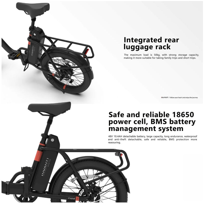 INVANTI TIDE2/EB11 Electric Bike 48V 10.4AH Removable Battery