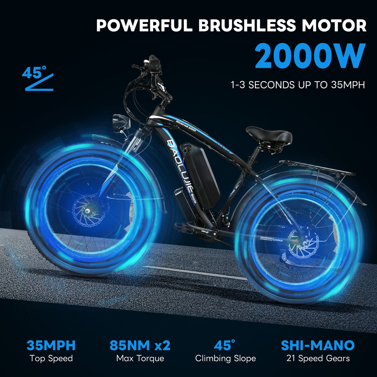 poleejiek ebike 2000w dual powerful brushless motors