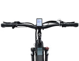 The LCD screen on the Ridstar H20 electric bike shows speed, battery level, and distance traveled, helping riders monitor their ride.
